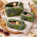 Green Tropical Print Handmade Cotton Pouch Set of 3