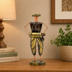Handcrafted Rajasthani metal musician figurine for home decor, traditional Indian handicraft showpiece for living room decoration