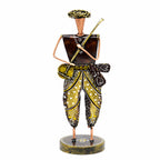 Handcrafted Rajasthani metal musician figurine for home decor, traditional Indian handicraft showpiece for living room decoration
