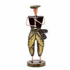 Handcrafted Rajasthani metal musician figurine for home decor, traditional Indian handicraft showpiece for living room decoration