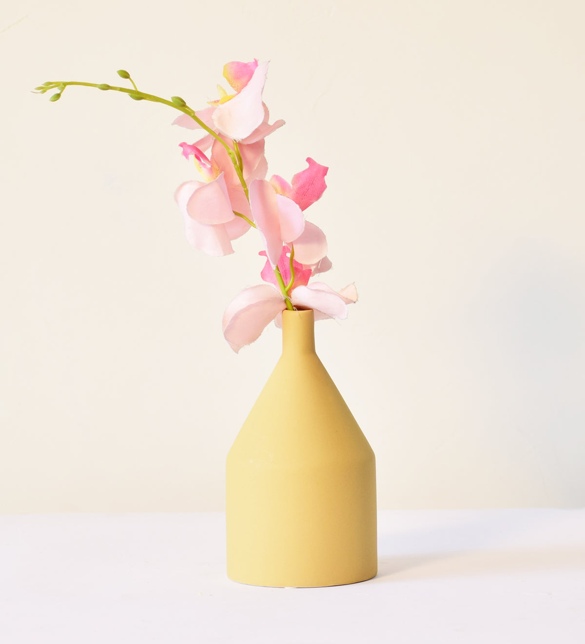 Elegant classic ceramic flower vase with red flowers for modern home décor
