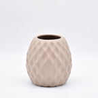 Delilah Cross modern ceramic vase with matte finish styled for luxury home décor with dried flowers in Indian interior setting