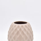 Delilah Cross modern ceramic vase with matte finish styled for luxury home décor with dried flowers in Indian interior setting