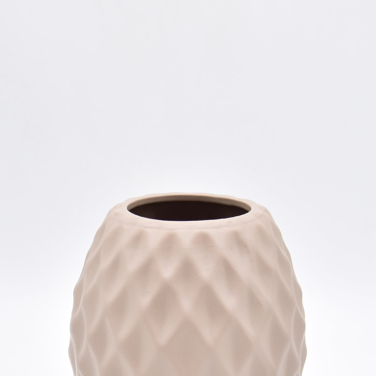 Delilah Cross modern ceramic vase with matte finish styled for luxury home décor with dried flowers in Indian interior setting
