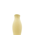 Luxury slim Nordic ceramic flower vase with matte grey finish and orange artificial maple leaves on white table for modern home décor interiors.