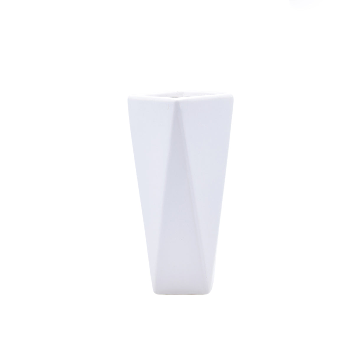 Modern geometric ceramic flower vase with yellow floral arrangement for luxury contemporary Indian home décor