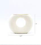Morcee Half Donut Decorative Vase crafted from premium ceramic, styled in a modern luxury living room interior with contemporary home décor.