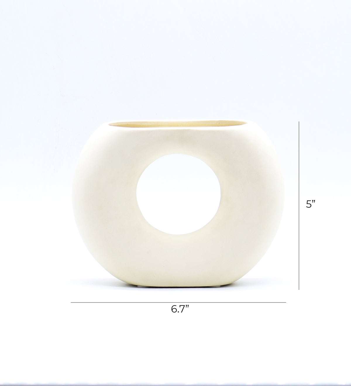 Morcee Half Donut Decorative Vase crafted from premium ceramic, styled in a modern luxury living room interior with contemporary home décor.