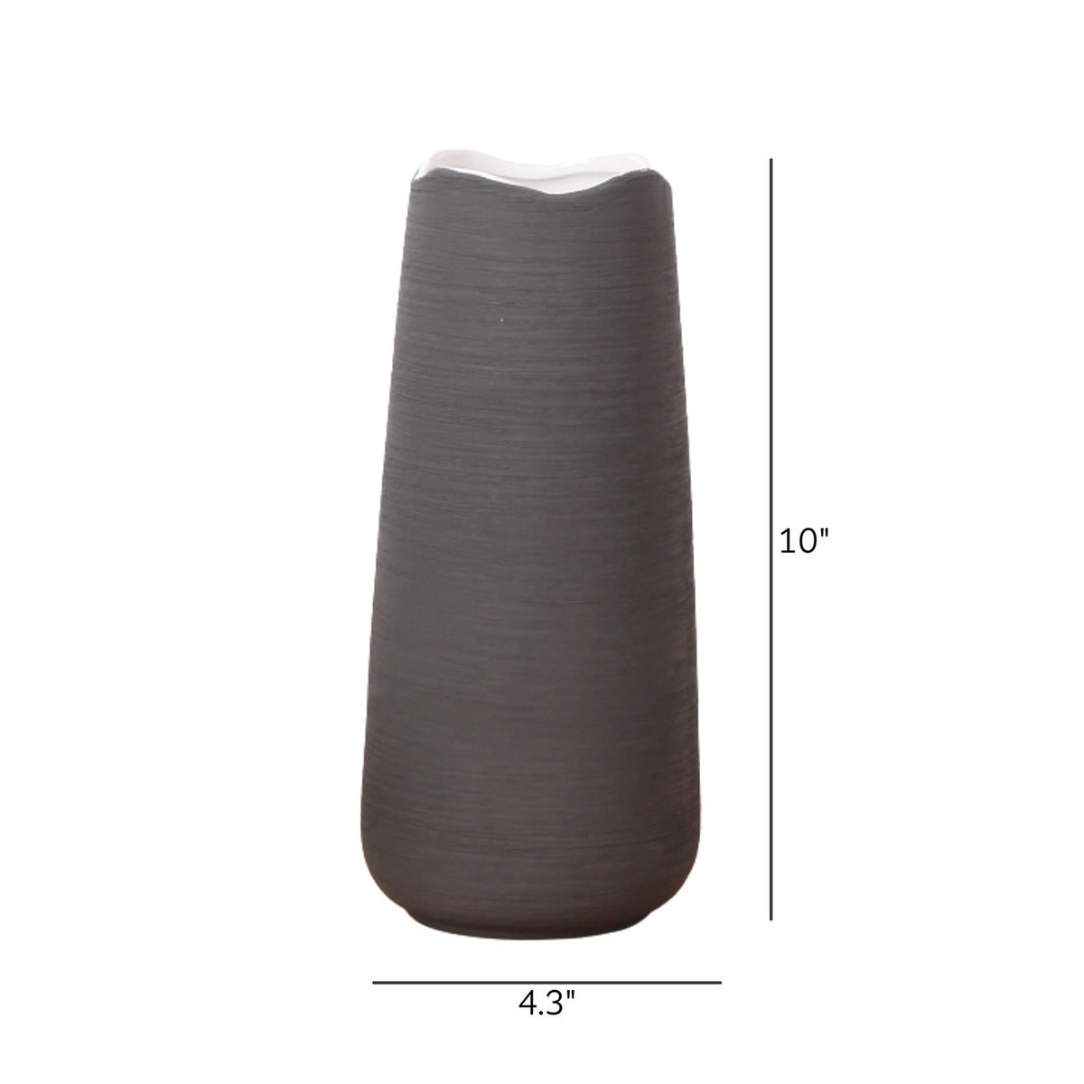 Elegant black ceramic flower vase with white floral arrangement on minimal background
