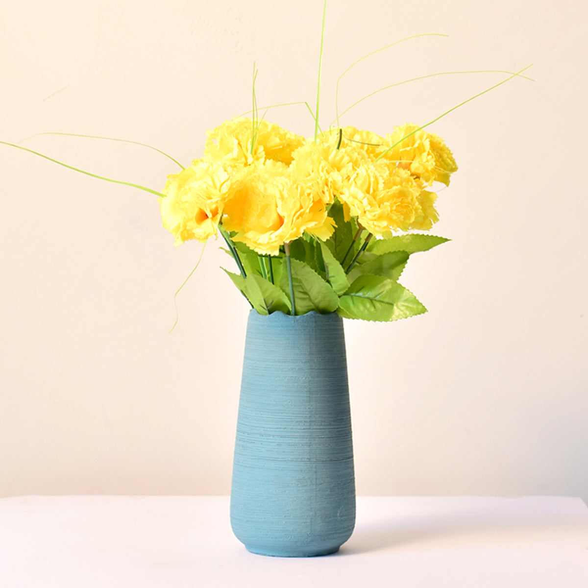 minimalist flower vase with white artificial flowers for modern home décor in India