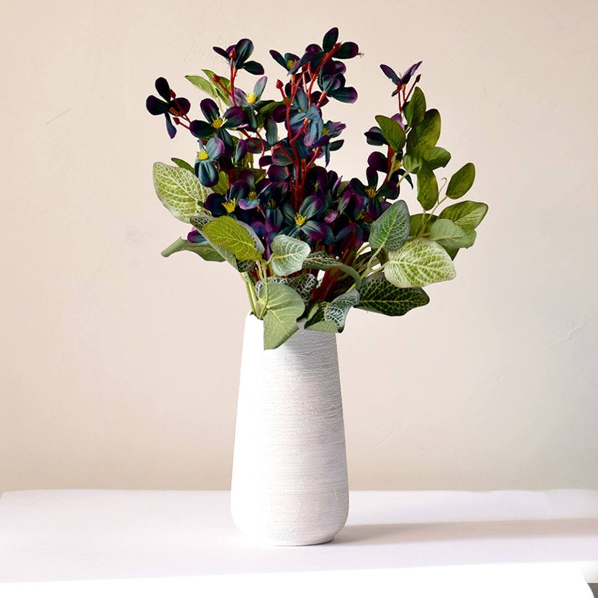 minimalist flower vase with white artificial flowers for modern home décor in India