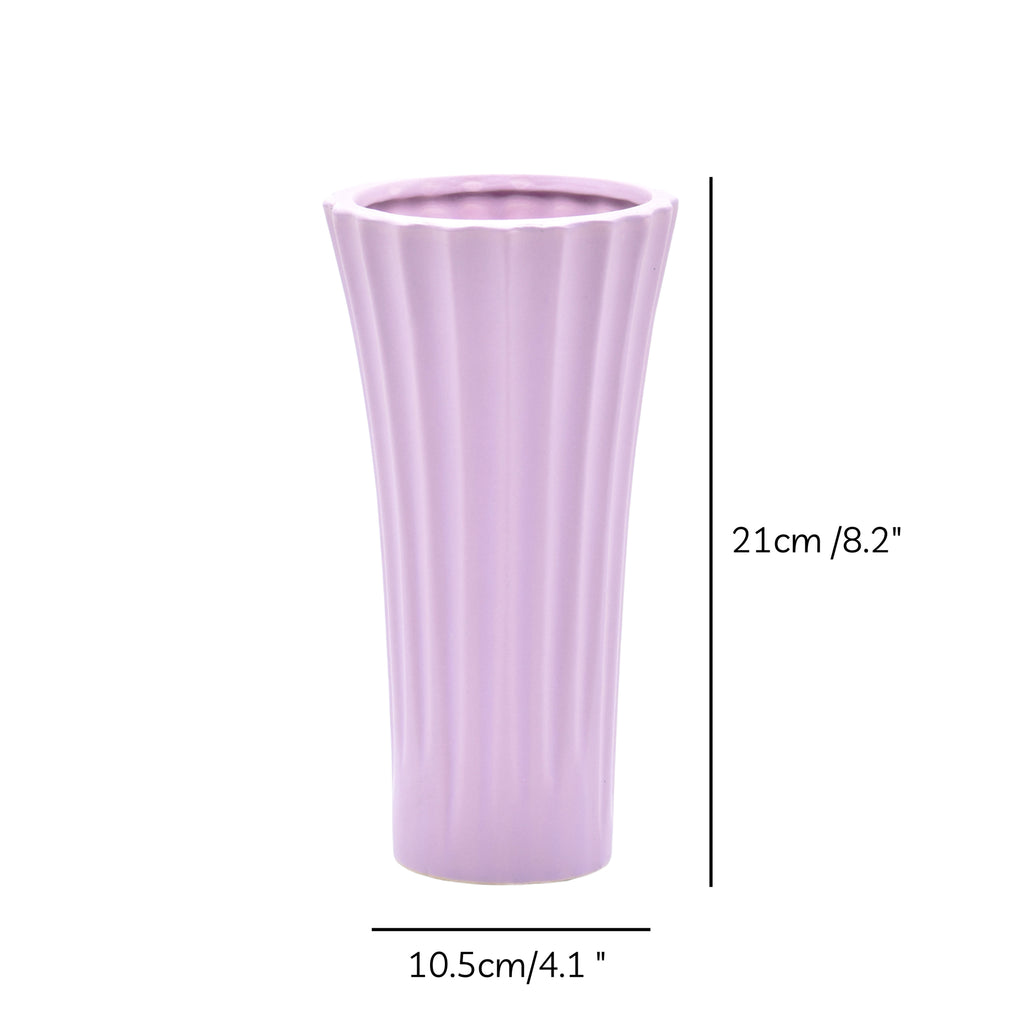 Sky blue ribbed ceramic flower vase with yellow flowers for modern luxury home décor and contemporary interior styling in India