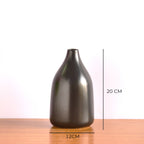 Nordic Linear VaseMinimal black ceramic flower vase with red floral arrangement on boho minimalistic background 